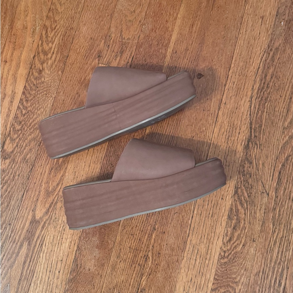 Free People Women's Brown Platform Slide Sandals